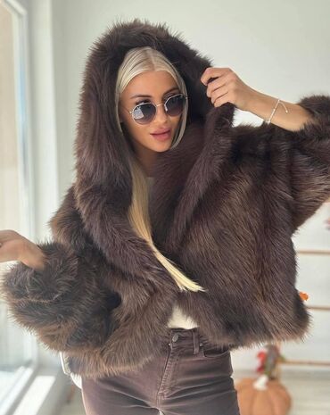 Krzneni kaputi: Sa postavom, Veštačko krzno, bоја - Siva — 6