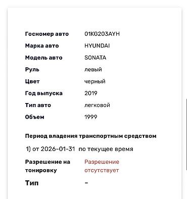 Hyundai: Hyundai Sonata: 2019 г., 2 л, Автомат, Газ, Седан — 27