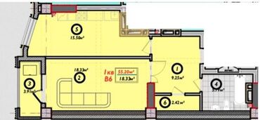 Долгосрочная аренда домов: 1 комната, 55 м², Элитка, 12 этаж, ПСО (под самоотделку)