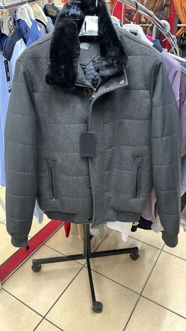 кожаная мужская куртка: Куртка цвет - Серый