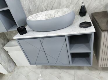 купить бу пластиковые окна: Oval formalı boz rəngdə, mərmər effektli əl-üz yumaq üçün lavabo