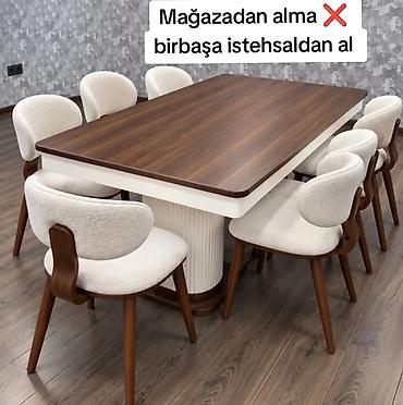 Qonaq otağı üçün, Yeni, Açılmayan, Dördbucaq masa, 8 stul