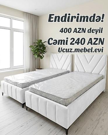 Ağ rəngli müasir tək nəfərlik çarpayı dəsti. Yüksək, dekorativ tikişli