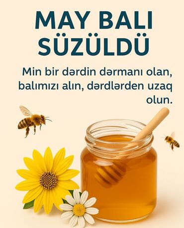İçkilər: Şəffaf şüşə bankada təqdim olunan bu may balı, təbii şirinliyi və