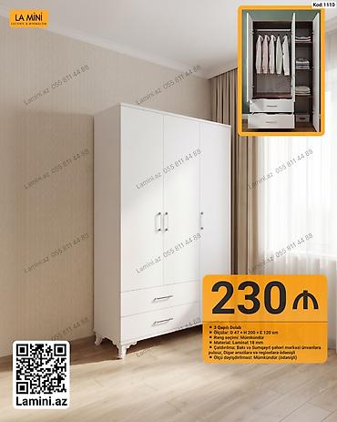 Mebel: 3 qapılı dolab – La Mini - Ölçü: 47 d × 200 h × 120 e sm - Rəng — 1