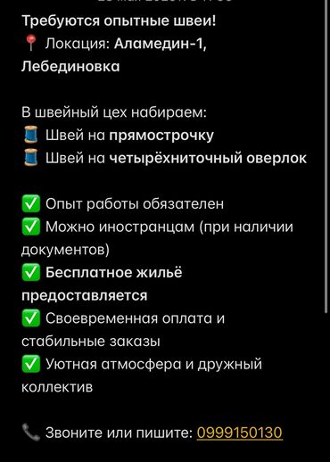 Швеи: Швея Прямострочка. Аламедин-1 мкр