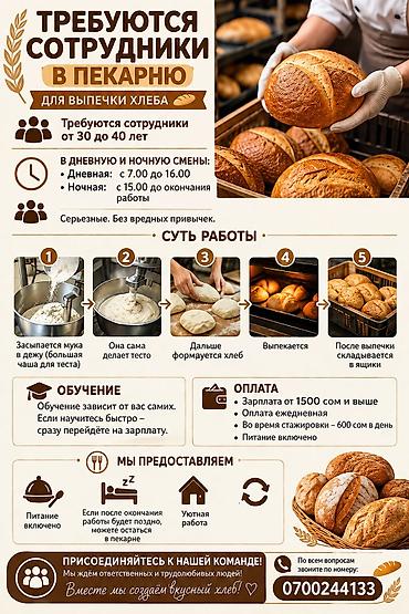 пекар ночной смен: Требуется Пекарь, Оплата: Ежедневно — 1