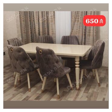 круглый стол на заказ: Qonaq otağı üçün, Yeni, 6 stul