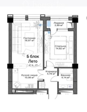 Продажа квартир: 2 комнаты, 54 м², Элитка, 6 этаж, ПСО (под самоотделку)