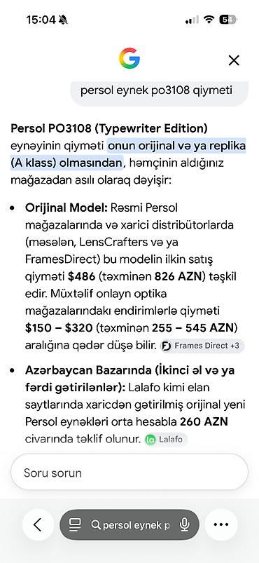 Eynəklər: Gün eynəyi, Persol, İşlənmiş — 2