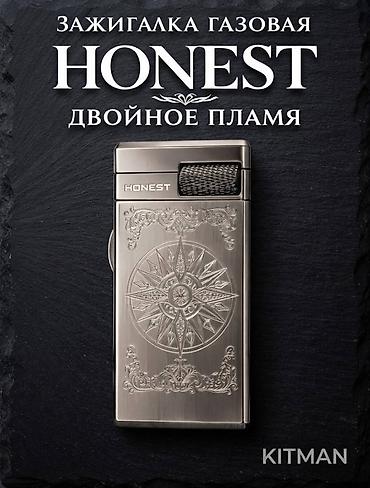 необычные зажигалки: Зажигалка газовая HONEST с двойным пламенем - Двойное пламя: синяя — 1