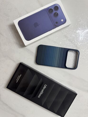 поко эм 5: IPhone 17 Pro, Жаңы, 512 ГБ, Көк, Коргоочу айнек, Кабель, Каптама, 100 %