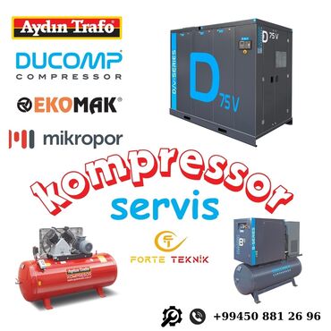Kompressorlar: Yüksək verimli hava kompressorlarının satış və servis xidməti. (qiymət