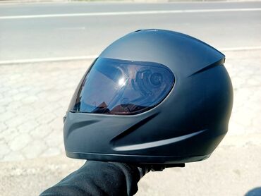 шлем мотоцикл: Чёрный Матовый Шлем для Скутера с Тонированным визором размер L
