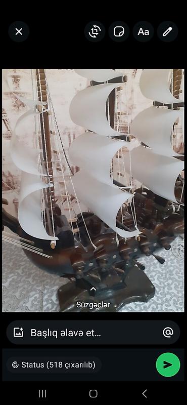 Gəmi modelləri: Tacin ustunde gemi El isi agacdan — 7