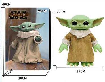 oyuncaq sekilleri: Star Wars Maket (Yoda) Plastik, 4 yasş üstü, Ölçü: 40x28x14 Açıq