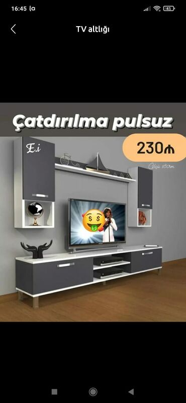 Sifarişlə masa və oturacaq dəstləri: TV stend atıcılığı