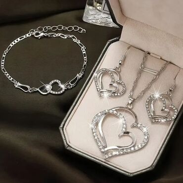 Setovi nakita: Set: Minđuše, Narukvica, Ogrlica, Materijal: Hirurški čelik — 22