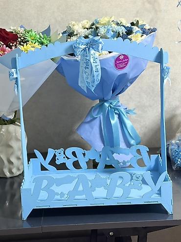ramazan dekorlari: Mavi temalı “Baby Boy” dekorativ səbət/dəst qutusu - Material: bərk — 2