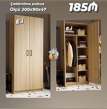 gül rəfləri: İkiqapılı geyim şkafı - Ölçü: 200×90×47 sm - Material: ağac teksturalı — 1