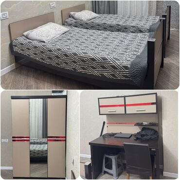 диван кровать трансформер в баку: Oğlan və qız üçün, İşlənmiş, 2 təknəfərlik çarpayı, Yazı masası, Dolab