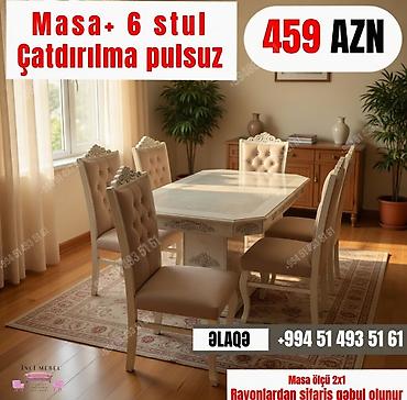 embawood dolab: Qonaq otağı üçün, Yeni, Açılmayan, Dördbucaq masa, 6 stul — 1