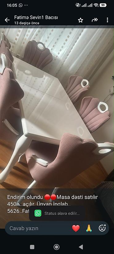 Endirim olundu 🛑🛑Masa dəsti satılır 450₼. açılır. Ünvan İnqlab