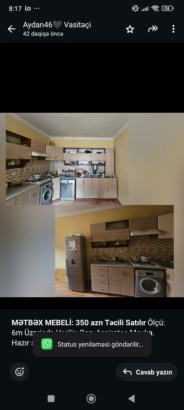 hazir metbex mebelleri: *MƏTBƏX MEBELİ: 350 azn Təcili Satılır* Ölçü: 6m Üzərində Verilir
