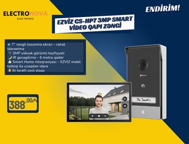 Ezviz CS-HP7-R105-1W2TFC 3MP Smart Video Qapı Zəngi 📺 7” rəngli