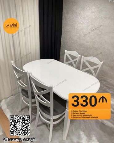 QAZ: Mətbəx üçün, Açılmayan, Oval masa, 4 stul