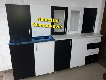 Kuhinjski nameštaj: Kuhinja od iverice 2m sa prohromskim limom i radnom plocom. Moze se — 10