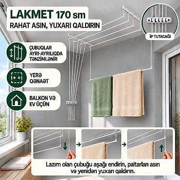 asilqan taxta: Lakmet 170 sm — Tavan üçün paltar quruducusu, 5 qollu Lakmet 170 sm — 3