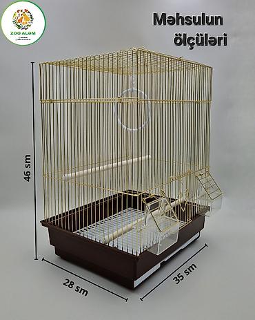 qizil qus: Tutquşu qəfəsi – qızılı - Ölçülər: 46 sm hündürlük, 35 sm en, 28 sm — 2