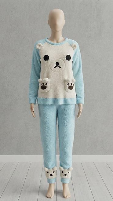 uşaq ucun slip pijama: - İki hissəli pijama dəsti - Rəng: açıq mavi və krem - Material — 1