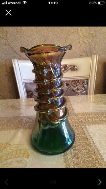 Digər dəstlər və servizlər: Şüşə və kristal qab-qacaq dəsti - 1 ədəd iri dekorativ şüşə vaza — 3