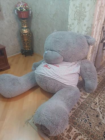 oyuncaq masin: Böyük ölçülü yumşaq oyuncaq ayı - Rəng: boz - Üzərində “I love you” — 3
