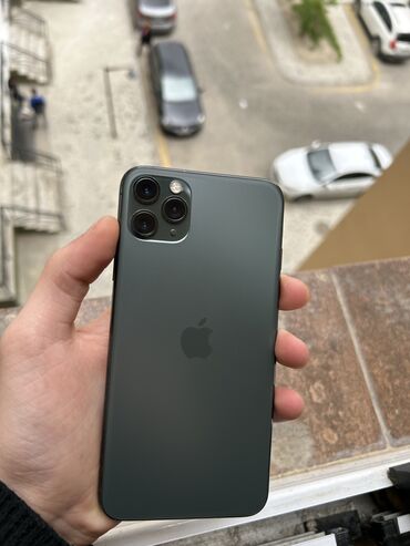 Apple iPhone: IPhone 11 Pro Max, 64 GB, Matte Midnight Green, Zəmanət, Simsiz şarj, Face ID