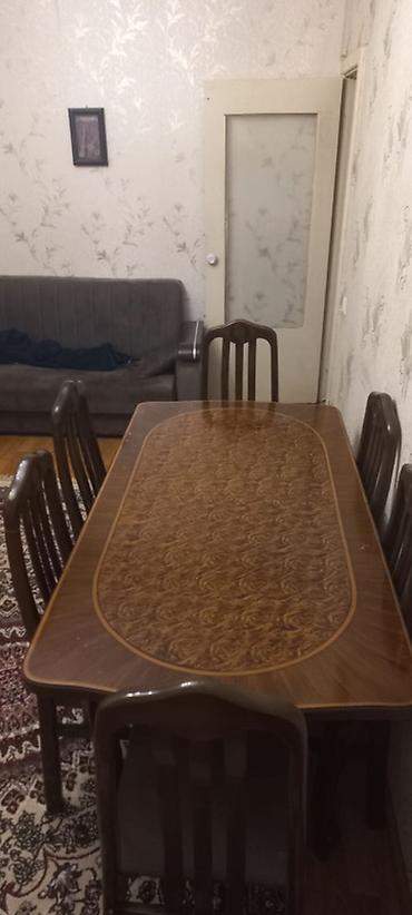 islenmis masa: Qonaq otağı üçün, İşlənmiş, Açılmayan, Oval masa, 6 stul — 1