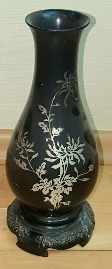ваза декор: Ваза старинная 1960г."Фучжоу Фучжоу", чёрное дерево, ручная роспись