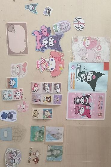 hello kitty oyuncaq: Sanrio temalı stiker və kart seti Məzmun: 3 kart(1 orginal)1 sleeve — 1