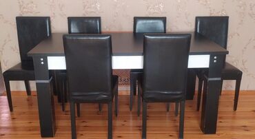 masa desdi: Qonaq otağı üçün, İşlənmiş, Açılan, Künc masa, 6 stul, Azərbaycan