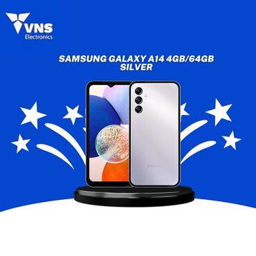 samsung s3650: Samsung Galaxy A14, 64 GB, rəng - Gümüşü, Zəmanət, Kredit, Sensor