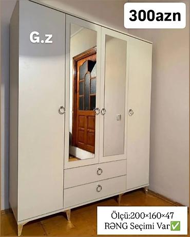embawood kitab refi: Üç qapılı paltar dolabı — güzgülü model - Ölçü: 200 × 160 × 47 sm - — 1