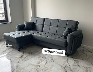 örtük: Künc divanı – tünd boz rəng, müasir minimal dizayn. - L‑şəkilli — 1
