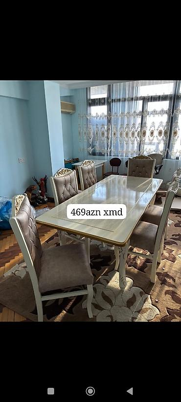 Masa və oturacaq dəstləri: Yemək masası və 6 ədəd stul dəsti - Komplekt: 1 ədəd dikdörtgan masa — 190