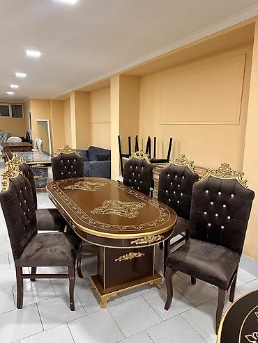 islenmis taxt: Klassik üslubda 7 parçalı yemək dəsti - Dəst tərkibi: 1 ədəd oval — 1