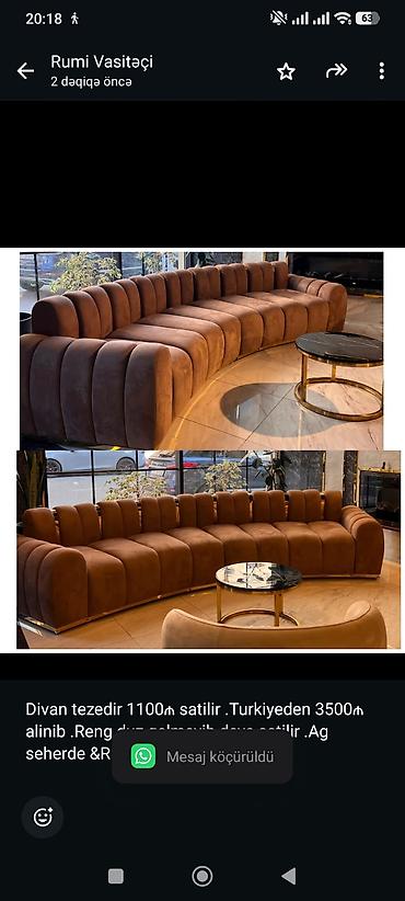Divan tezedir 1100₼ satilir .Turkiyeden 3500₼ alinib .Reng duz lalafo.az -da Divan tezedir 1100₼ satilir .Turkiyeden 3500₼ alinib .Reng duz