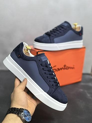 Кеды Santoni мужские, низкие - Дизайн: классические low-top кеды с