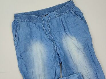 czarne spodnie z wysokim stanem z dziurami: Gina, Material trousers for women, size L (EU 40)