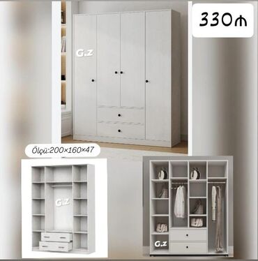 şkaflı ütü stolu: Açılan, 4 qapılı Düz dolab, Şifonyer